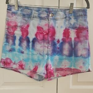 2 For $40 H&M Tie-Dye High-Rise Women's Denim Shorts - Pink & Blue